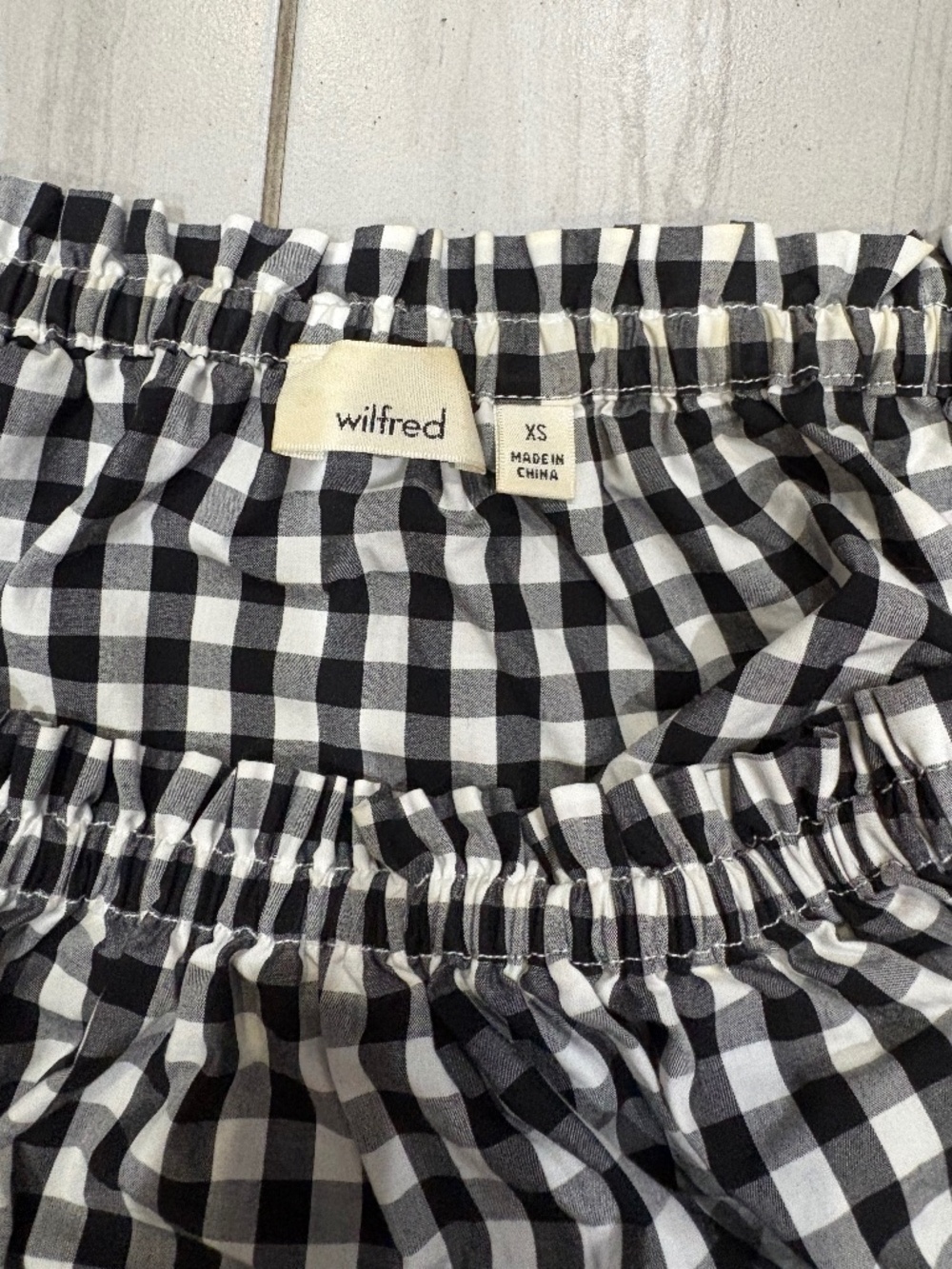 Wilfred gingham off the shoulder top size xs